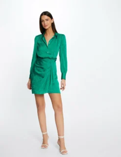 Robe Droite Drapée Satinée Imprimée Vert Femme 9 Robe Droite Drapée Satinée Imprimée Vert Femme -Mode de Reve Magasin robe droite drapee satinee imprimee vert femme vue5 32536300942700600