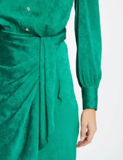 Robe Droite Drapée Satinée Imprimée Vert Femme 8 Robe Droite Drapée Satinée Imprimée Vert Femme -Mode de Reve Magasin robe droite drapee satinee imprimee vert femme vue6 32536300942700600