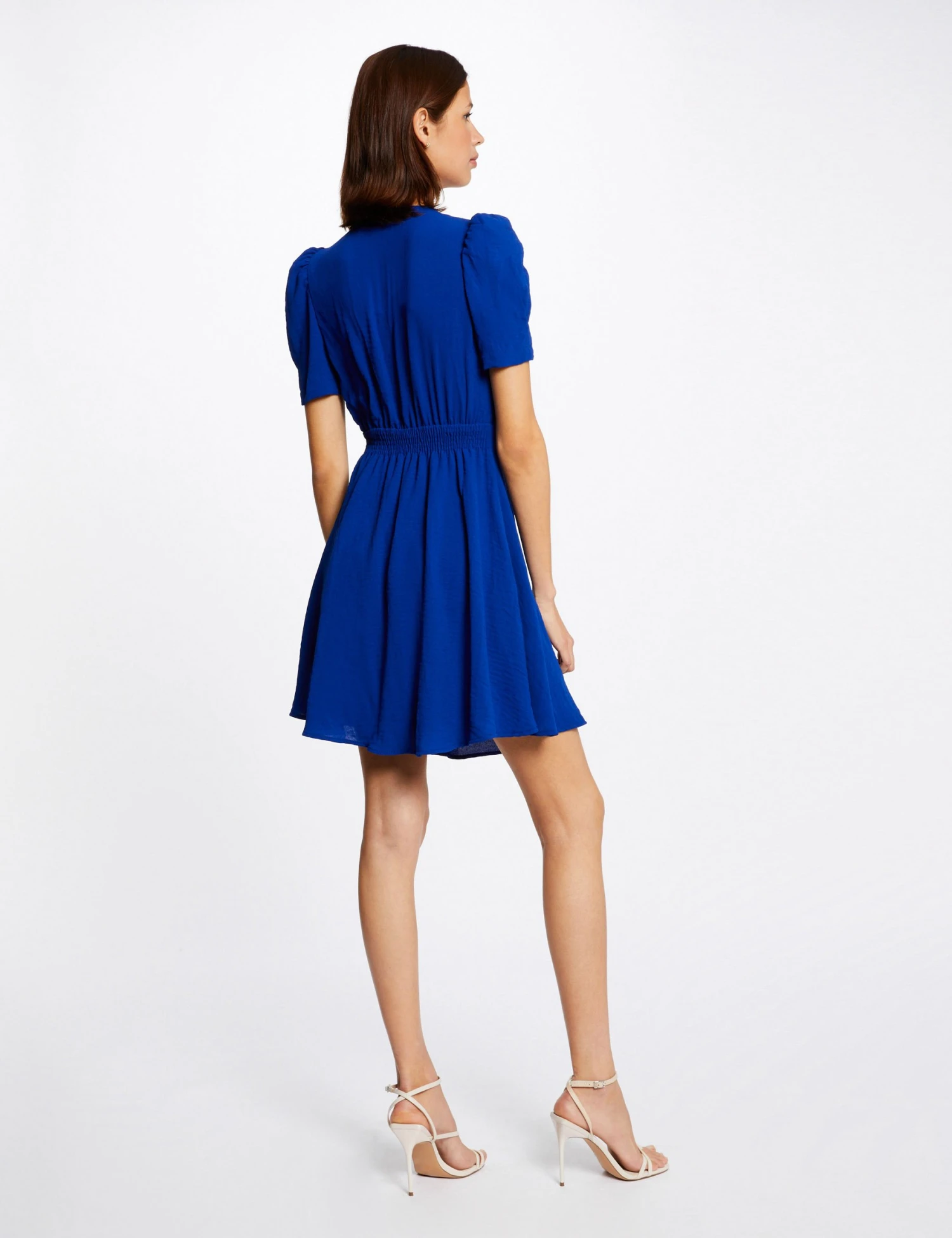 Robe évasée Avec Col Cache-coeur Bleu Electrique Femme 2 Robe évasée Avec Col Cache-coeur Bleu Electrique Femme – Image 2