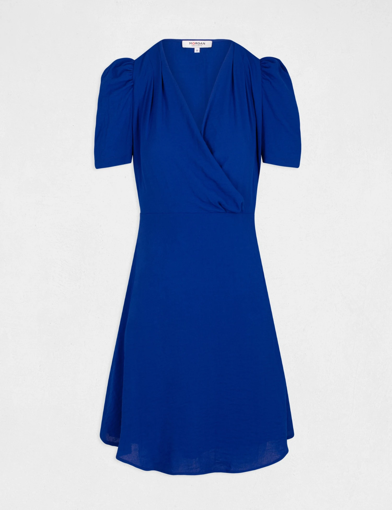 Robe évasée Avec Col Cache-coeur Bleu Electrique Femme 5 Robe évasée Avec Col Cache-coeur Bleu Electrique Femme – Image 5