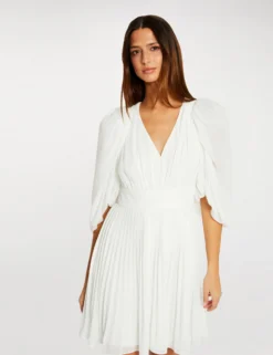 Robe évasée Avec Manches Bouffantes Ecru Femme