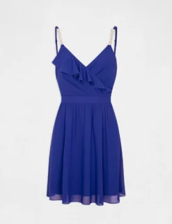 Robe Patineuse Avec Col Cache-coeur Bleu Electrique Femme -Mode de Reve Magasin robe patineuse avec col cache coeur bleu electrique femme vue3 32536300931690314