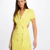 Robe Portefeuille Avec Ouvertures Jaune Femme