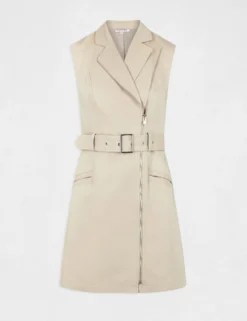 Robe Portefeuille Zippée Ceinturée Beige Clair Femme 8 Robe Portefeuille Zippée Ceinturée Beige Clair Femme -Mode de Reve Magasin robe portefeuille zippee ceinturee beige clair femme vue3 32536300942450209