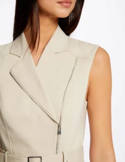 Robe Portefeuille Zippée Ceinturée Beige Clair Femme 9 Robe Portefeuille Zippée Ceinturée Beige Clair Femme -Mode de Reve Magasin robe portefeuille zippee ceinturee beige clair femme vue4 32536300942450209