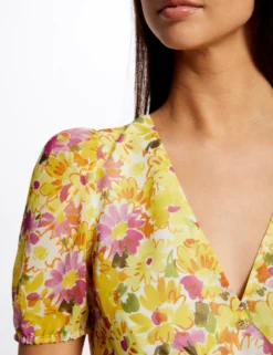 Robe Trapèze à Volants Imprimé Floral Multico Femme -Mode de Reve Magasin robe trapeze a volants imprime floral multico femme vue4 32536300947200900