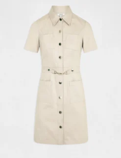 Robe Trapèze Boutonnée Avec Boucle Beige Femme 10 Robe Trapèze Boutonnée Avec Boucle Beige Femme -Mode de Reve Magasin robe trapeze boutonnee avec boucle beige femme vue3 32536300931720202