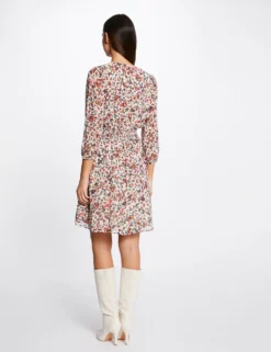 Robe Trapèze Fluide Imprimé Floral Ecru Femme -Mode de Reve Magasin robe trapeze fluide imprime floral ecru femme vue4 32536300945530201