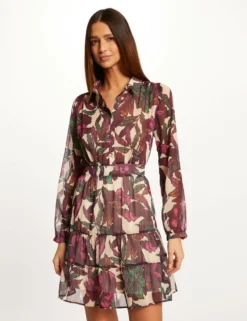 Robe Trapèze Imprimé Végétal Multico Femme