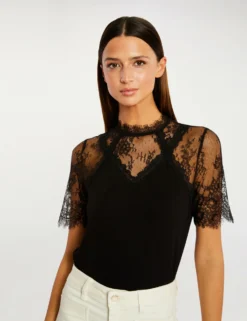 T-shirt à Manches Courtes Noir Femme