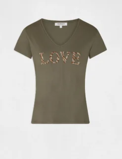 T-shirt à Manches Courtes Vert Kaki Femme -Mode de Reve Magasin t shirt a manches courtes vert kaki femme vue3 32536300931020715