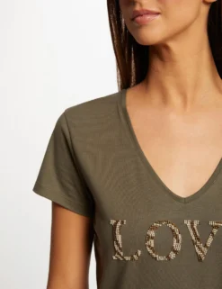 T-shirt à Manches Courtes Vert Kaki Femme -Mode de Reve Magasin t shirt a manches courtes vert kaki femme vue4 32536300931020715