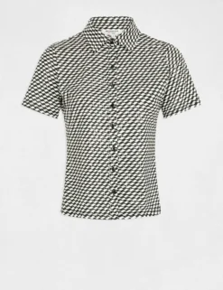 T-shirt Boutonné Imprimé Géométrique Multico Femme -Mode de Reve Magasin t shirt boutonne imprime geometrique multico femme vue3 32536300958890900