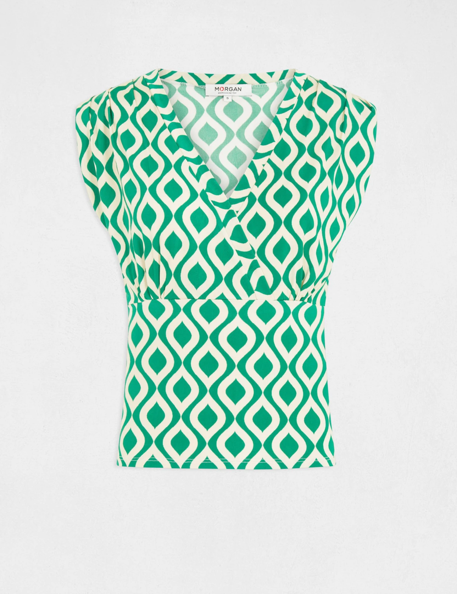 T-shirt Imprimé Géométrique Vert Femme 4 T-shirt Imprimé Géométrique Vert Femme – Image 4