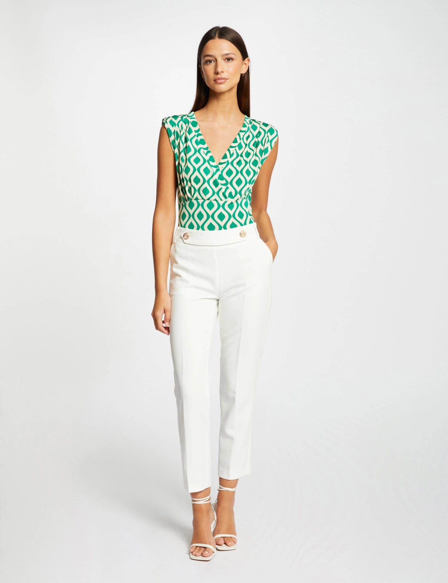 T-shirt Imprimé Géométrique Vert Femme 3 T-shirt Imprimé Géométrique Vert Femme – Image 3