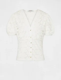 T-shirt Manches Courtes à Broderie Ecru Femme -Mode de Reve Magasin t shirt manches courtes a broderie ecru femme vue3 32536300962690201