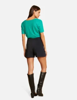 T-shirt Manches Courtes à Col En V Vert Moyen Femme -Mode de Reve Magasin t shirt manches courtes a col en v vert moyen femme vue5 32536300928670608