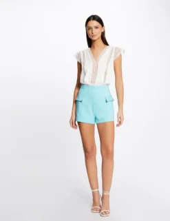 T-shirt Manches Courtes à Dentelle Ecru Femme -Mode de Reve Magasin t shirt manches courtes a dentelle ecru femme vue5 32536300939180201