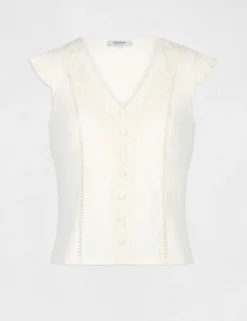 T-shirt Manches Courtes à Dentelle Ecru Moyen Femme -Mode de Reve Magasin t shirt manches courtes a dentelle ecru moyen femme vue3 32536300941800213