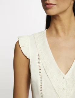 T-shirt Manches Courtes à Dentelle Ecru Moyen Femme -Mode de Reve Magasin t shirt manches courtes a dentelle ecru moyen femme vue4 32536300941800213