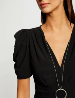 T-shirt Manches Courtes à Détail Bijou Noir Femme -Mode de Reve Magasin t shirt manches courtes a detail bijou noir femme vue4 32536300959200100