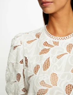 T-shirt Manches Courtes à Détails Brodés Ecru Femme -Mode de Reve Magasin t shirt manches courtes a details brodes ecru femme vue4 32536300950670201