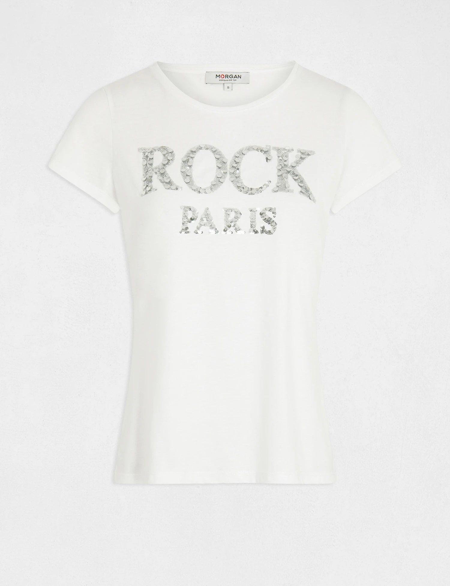 T-shirt Manches Courtes à Inscription Argente Femme 4 T-shirt Manches Courtes à Inscription Argente Femme – Image 4