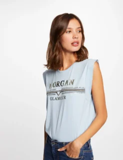 T-shirt Manches Courtes à Inscription Ciel Femme