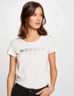 Mode de Reve Magasin 7 T-shirt Manches Courtes à Inscription Ecru Femme