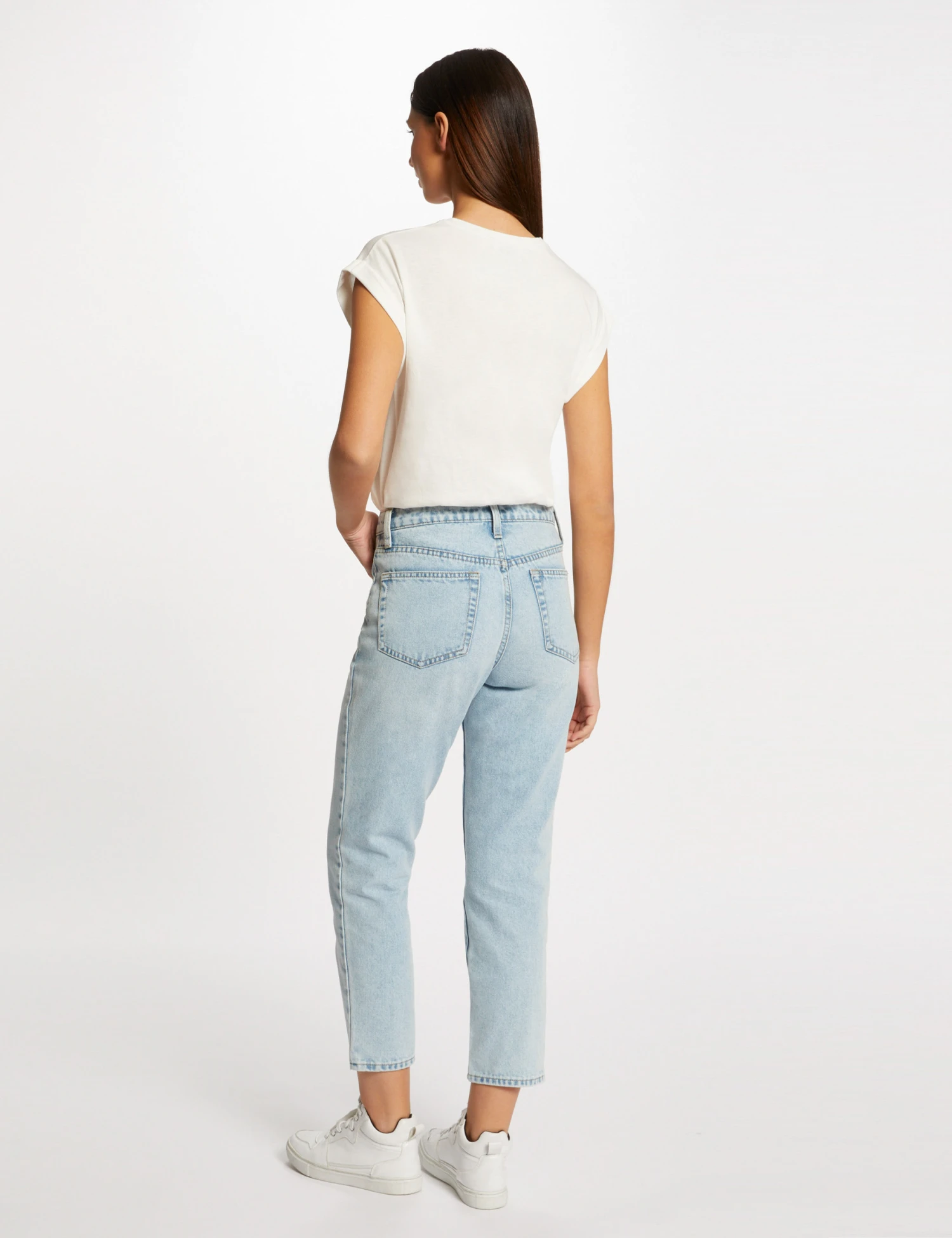 T-shirt Manches Courtes à Inscription Ecru Femme 2 T-shirt Manches Courtes à Inscription Ecru Femme – Image 2