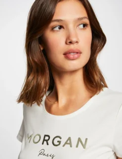 T-shirt Manches Courtes à Inscription Ecru Femme -Mode de Reve Magasin t shirt manches courtes a inscription ecru femme vue4 32536300887620201