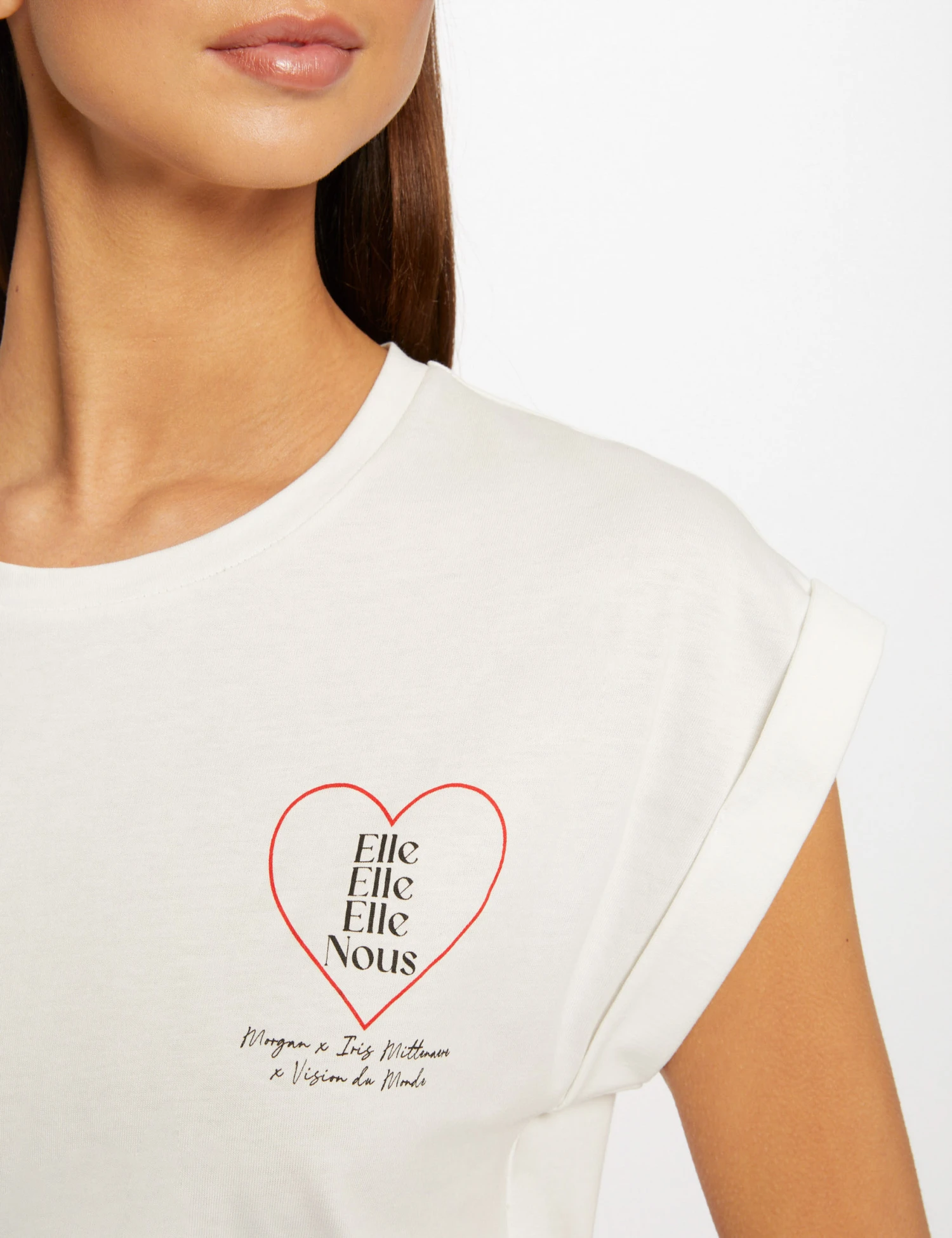 T-shirt Manches Courtes à Inscription Ecru Femme 5 T-shirt Manches Courtes à Inscription Ecru Femme – Image 5