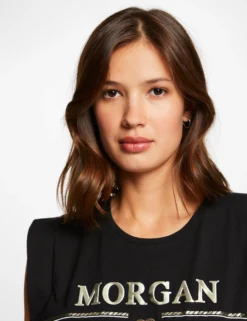 T-shirt Manches Courtes à Inscription Noir Femme -Mode de Reve Magasin t shirt manches courtes a inscription noir femme vue4 32536300883890100