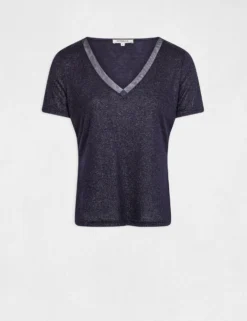 T-shirt Manches Courtes à Paillettes Marine Femme -Mode de Reve Magasin t shirt manches courtes a paillettes marine femme vue3 32536300951820301