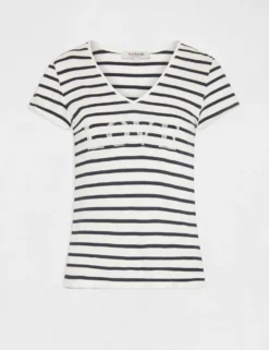 T-shirt Manches Courtes à Rayures Marine Femme -Mode de Reve Magasin t shirt manches courtes a rayures marine femme vue3 32536300965940301