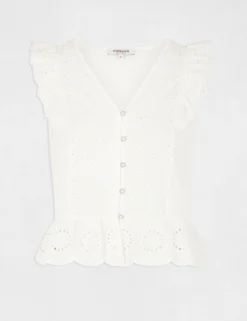 T-shirt Manches Courtes à Volants Ecru Femme -Mode de Reve Magasin t shirt manches courtes a volants ecru femme vue3 32536300939210201