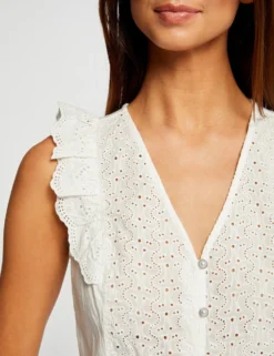 T-shirt Manches Courtes à Volants Ecru Femme -Mode de Reve Magasin t shirt manches courtes a volants ecru femme vue4 32536300939210201