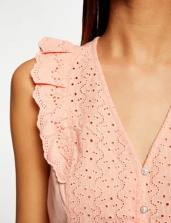 T-shirt Manches Courtes à Volants Rose Moyen Femme -Mode de Reve Magasin t shirt manches courtes a volants rose moyen femme vue4 32536300939210514