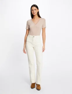 T-shirt Manches Courtes Avec Col En V Rose Femme -Mode de Reve Magasin t shirt manches courtes avec col en v rose femme vue5 32536300868200503