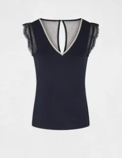 T-shirt Manches Courtes Avec Dentelle Marine Femme 8 T-shirt Manches Courtes Avec Dentelle Marine Femme -Mode de Reve Magasin t shirt manches courtes avec dentelle marine femme vue3 32536300942000301