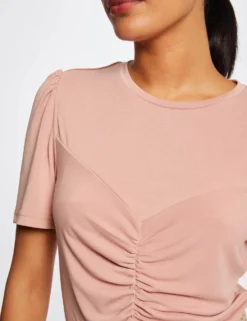 T-shirt Manches Courtes Avec Fronces Vieux Rose Femme 9 T-shirt Manches Courtes Avec Fronces Vieux Rose Femme -Mode de Reve Magasin t shirt manches courtes avec fronces vieux rose femme vue4 32536300928570507