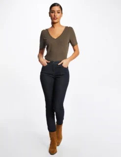 T-shirt Manches Courtes Avec Ornements Vert Kaki Femme -Mode de Reve Magasin t shirt manches courtes avec ornements vert kaki femme vue5 32536300929520715