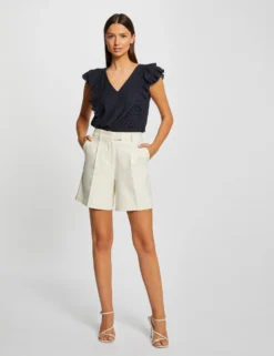 T-shirt Manches Courtes Brodé à Volants Marine Femme 7 T-shirt Manches Courtes Brodé à Volants Marine Femme -Mode de Reve Magasin t shirt manches courtes brode a volants marine femme vue5 32536300967440301