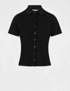 T-shirt Manches Courtes Col à Revers Noir Femme -Mode de Reve Magasin t shirt manches courtes col a revers noir femme vue3 32536300968980100