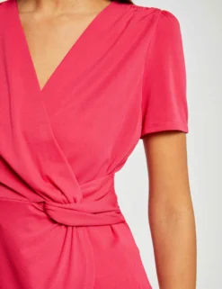 T-shirt Manches Courtes Col Cache-coeur Framboise Femme -Mode de Reve Magasin t shirt manches courtes col cache coeur framboise femme vue4 32536300962740502