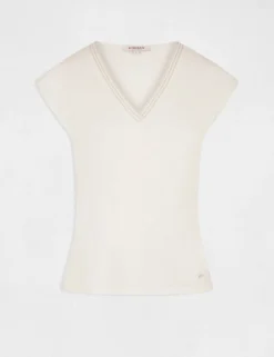 T-shirt Manches Courtes Col En V Ecru Femme 8 T-shirt Manches Courtes Col En V Ecru Femme -Mode de Reve Magasin t shirt manches courtes col en v ecru femme vue3 32536300941790201