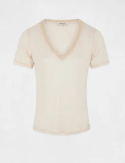 T-shirt Manches Courtes Col En V Ivoire Femme -Mode de Reve Magasin t shirt manches courtes col en v ivoire femme vue3 32536300928660203