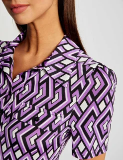 T-shirt Manches Courtes Col Polo Imprimé Multico Femme -Mode de Reve Magasin t shirt manches courtes col polo imprime multico femme vue4 32536300954940900