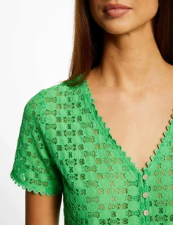 T-shirt Manches Courtes En Dentelle Vert Femme -Mode de Reve Magasin t shirt manches courtes en dentelle vert femme vue4 32536300939230600