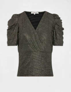 T-shirt Manches Courtes Fils Métallisés Dore Femme -Mode de Reve Magasin t shirt manches courtes fils metallises dore femme vue3 32536300962680401